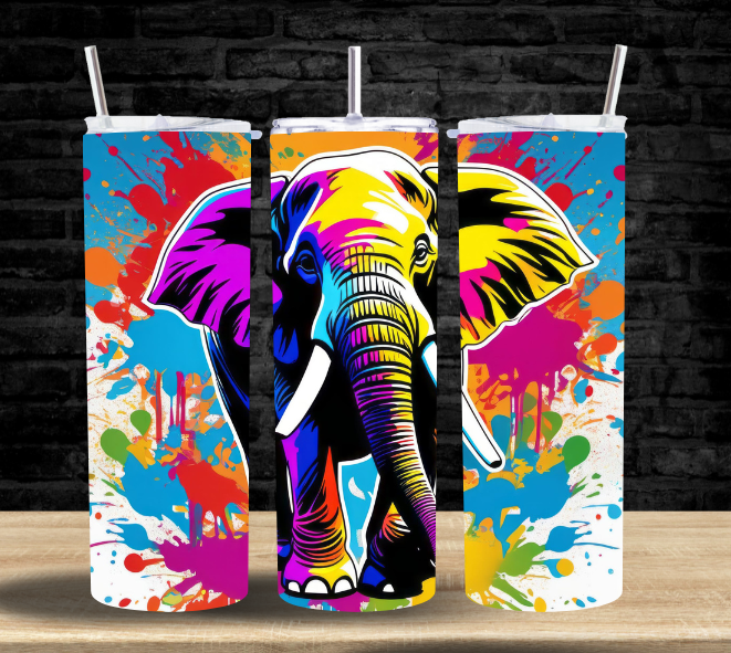Elephant Rainbow Splash - Tumbler
