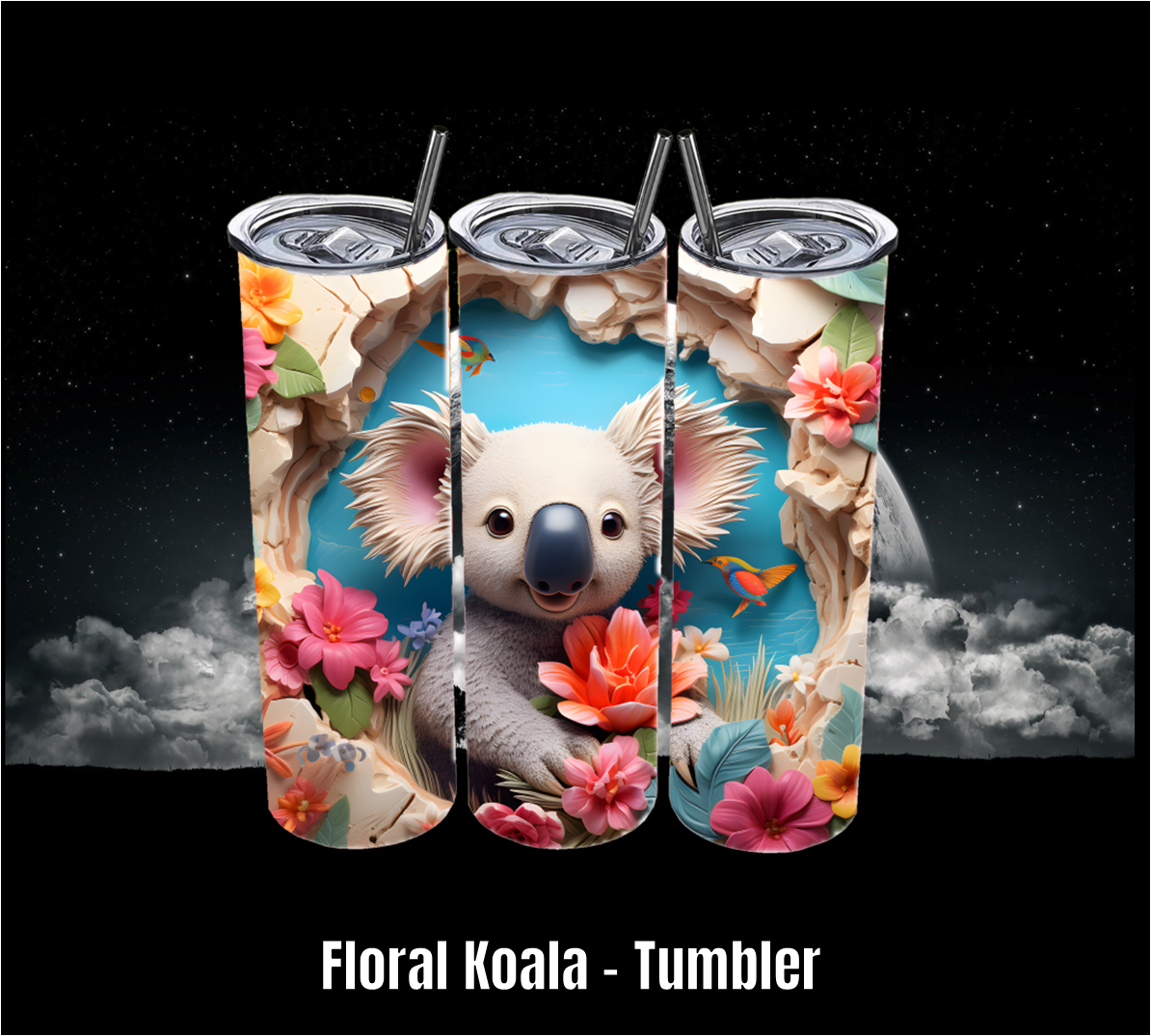 Floral Koala - Tumbler