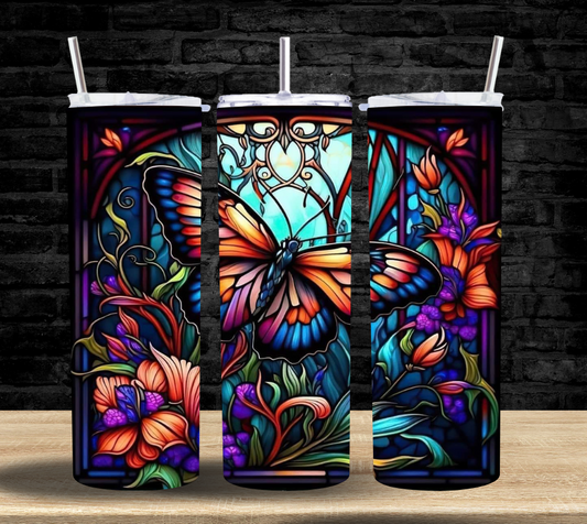 Butterfly Stained Glass Real - Tumbler