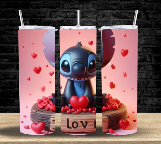 Blue Alien I LOV U - Tumbler