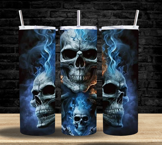 Blue Skull Flames - Tumbler