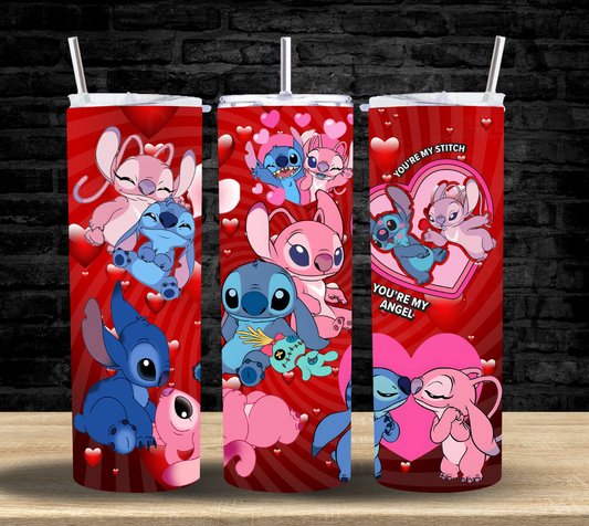 Blue Pink Aliens Love - Tumbler