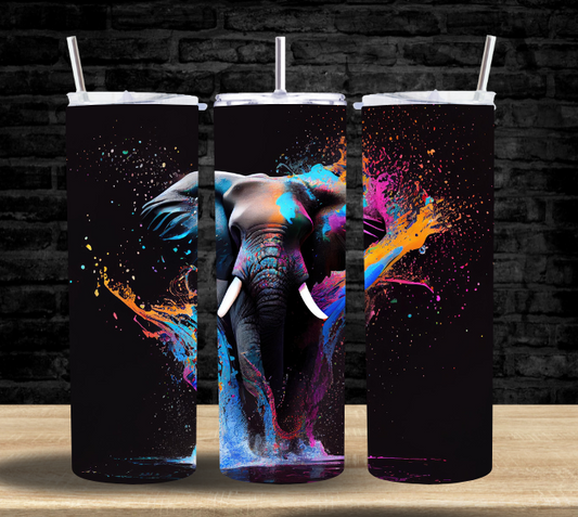 Elephant Rainbow Splash Black - Tumbler