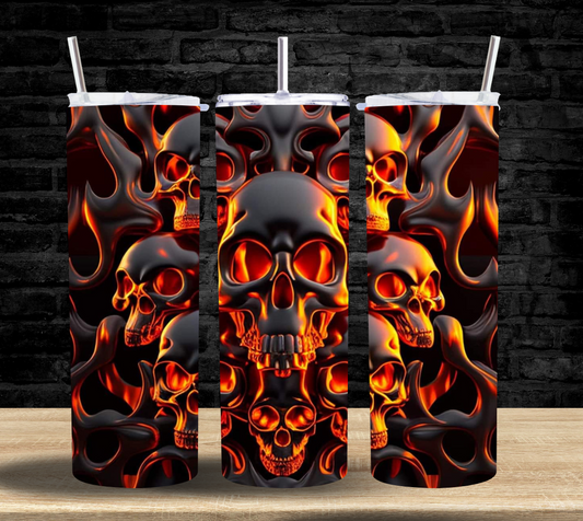 Skulls Flames Orange - Tumbler
