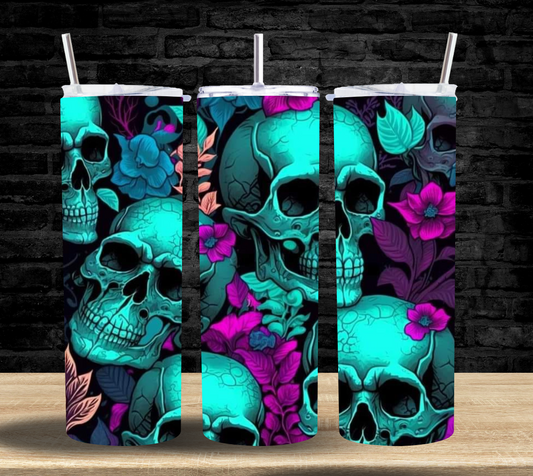 Teal Skulls - Tumbler